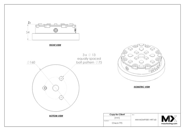 MaxxMagnum (System 3R) Manual Chuck Low Profile 68024V Table Haas HRT160 5
